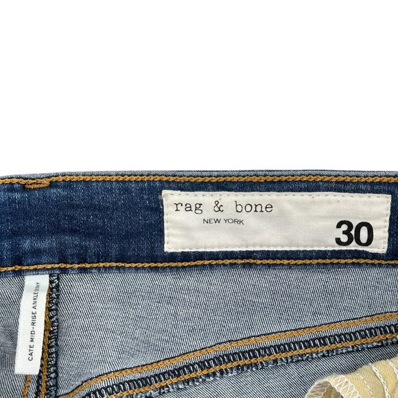 Rag & Bone Cate Mid Rise Ankle Skinny Jeans Womens Sz 30 Distressed Frayed Hem - Picture 7 of 8